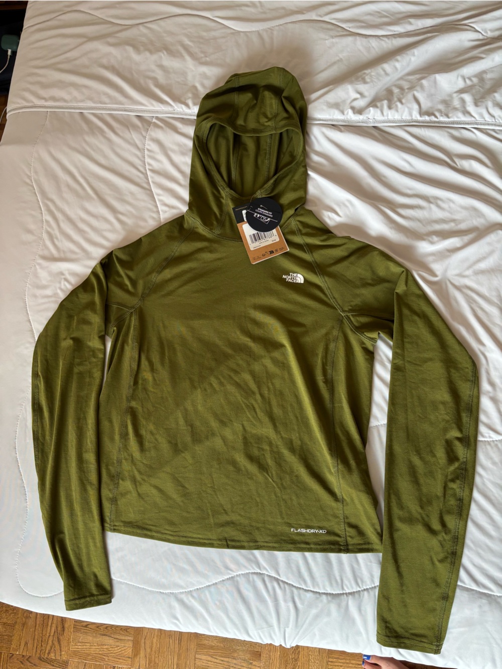 The North Face Olive Hooded Long Sleeve Performance Tee